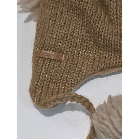 Lion-Themed Knit Winter Hat Ear Flaps & Pom-Poms By DeLux  80% Wool & 20% Nylon - Picture 4 of 7